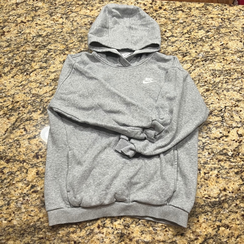 Nike‎ Boy Sportswear Club Fleece Hoodie Heather Gray L Large Pullover Sweatshirt